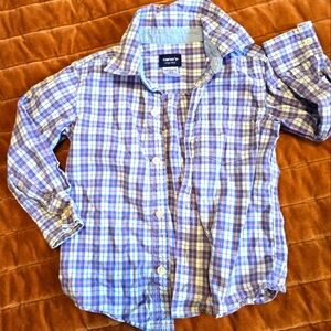 SOLD- Carter's 3T Boys Blue and Musted Red Plaid Shirt. Excellent Condition.